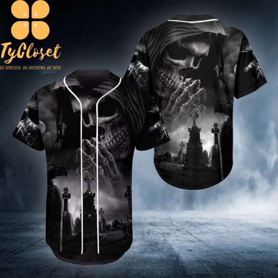 Baseball Jersey Shirt All Over Print Pray Ghost Skull Baseball Jersey ...