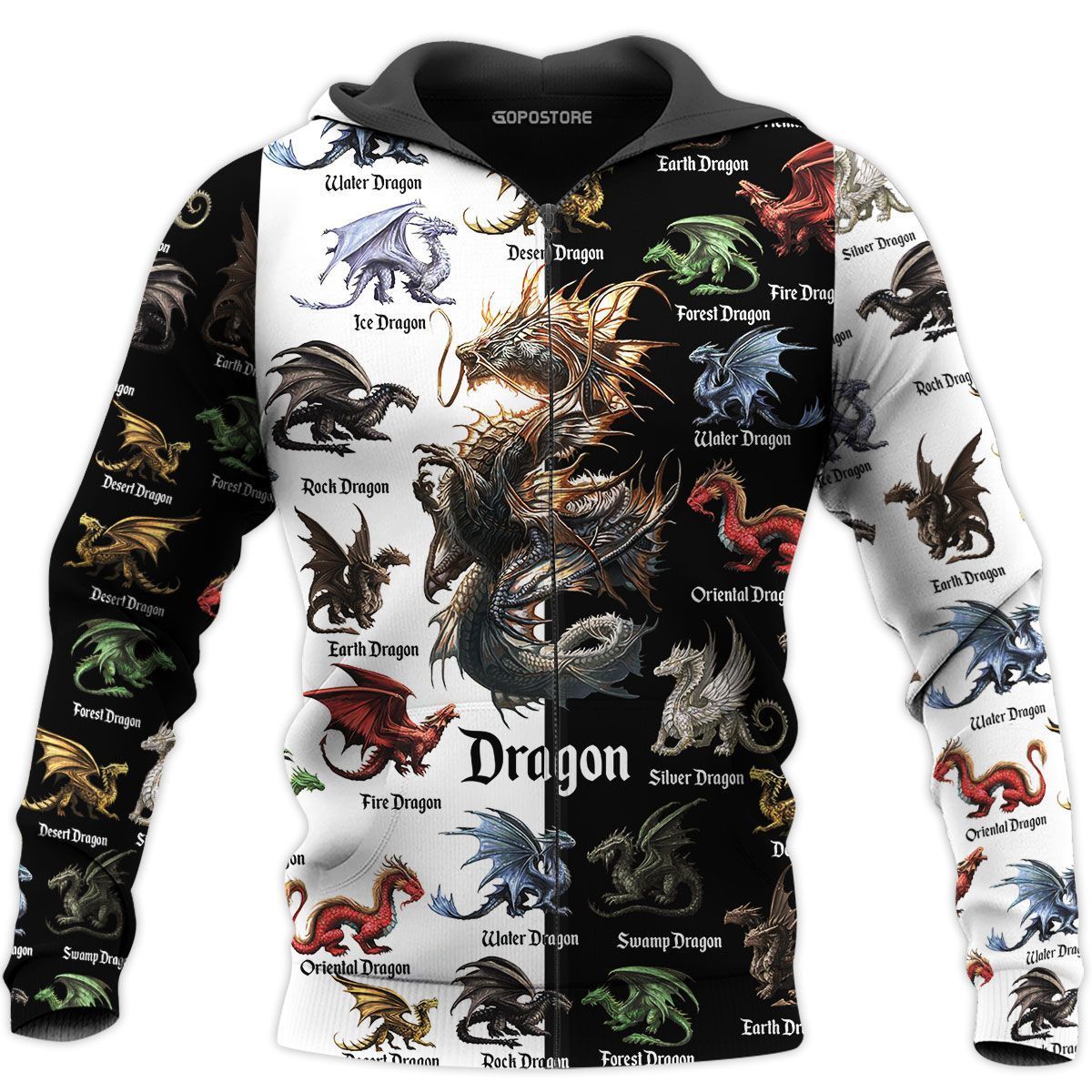 Love Dragon All Over Print Unisex Zip Up Hoodie Tycloset