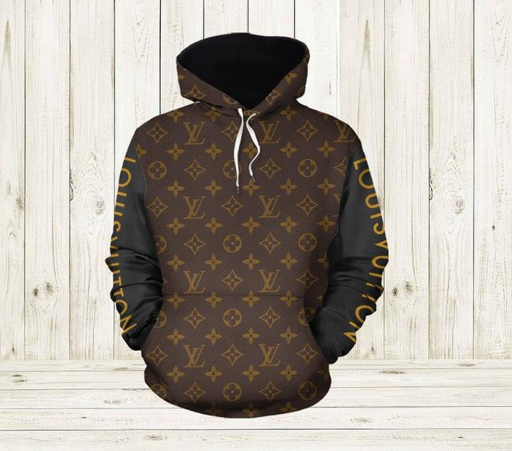 Retro Louis Vuitton Brown Hoodie Lv Luxury Brand Clothing Clothes Outfit  Hoodie Long Pants 3d Set - Family Gift Ideas That Everyone Will Enjoy